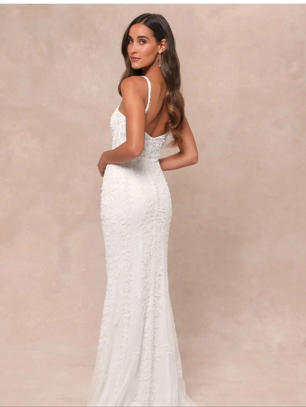 White Lace Spaghetti-Strap Sheath Dress